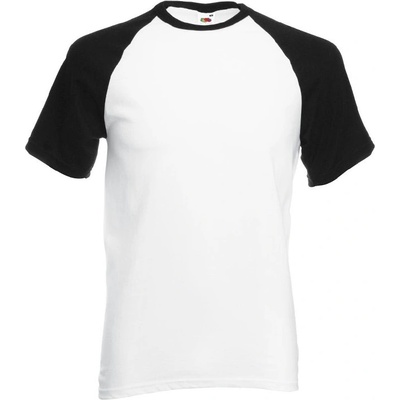 Fruit of the Loom tričko Baseball s krátkým rukávem černá F295 bílá