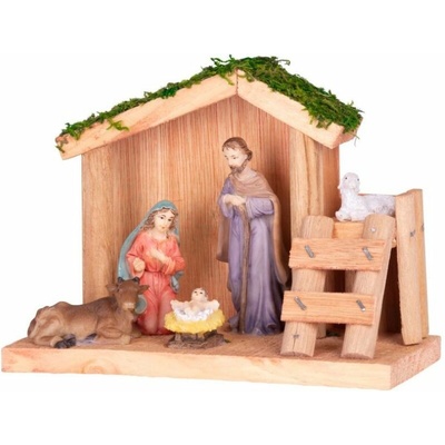 Dekorácia MagicHome Vianoce, Betlehem, drevo, polyresin, 15 cm