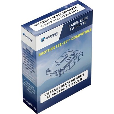 Victoria technology Етикетираща лента за машини, 12 мм x 8 м, VICTORIA TECHNOLOGY, бяло-черна