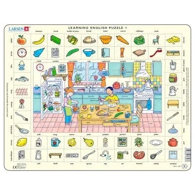 Larsen - Образователен пъзел - Научи английски - Какво има в кухнята - 70 части (EN1)