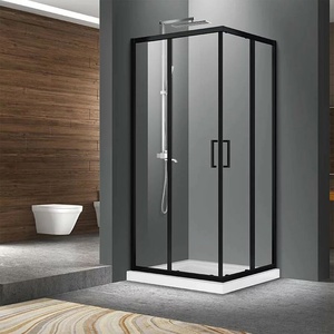 Fluminia Mediterraneo Hector Черна квадратна душ кабина с плъзгащи се врати 90x90 черна 200 см (S02RE02BL 90X200)