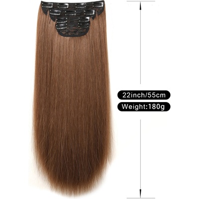 Vlasy clip in 4 pásy - světle hnědé rovné vlasové příčesky 55 cm – Zbozi.Blesk.cz