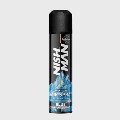 Nish Man Pro Mech Hair Spray Blue barevný sprej na vlasy modrý 150 ml