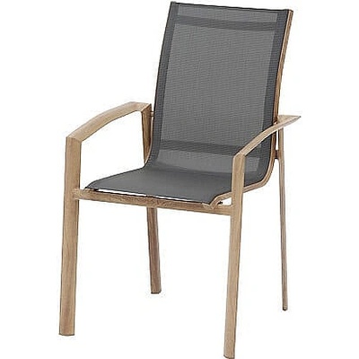 DEOKORK Hliníkové křeslo s textílií NOVARA antracit/dekor dřeva