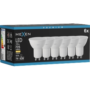 Mexen Nova 6x LED крушка GU10, 7W, Топло - 3000K, 735 lm - L107-GU10-0730-01x06 (L107-GU10-0730-01x06)
