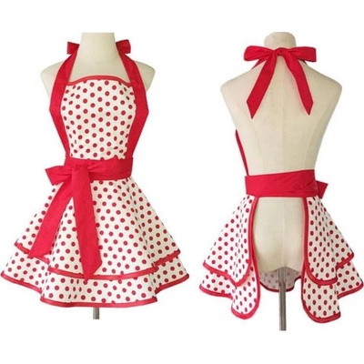 Cakesicq Kuchyňská zástěra s červenými puntíky