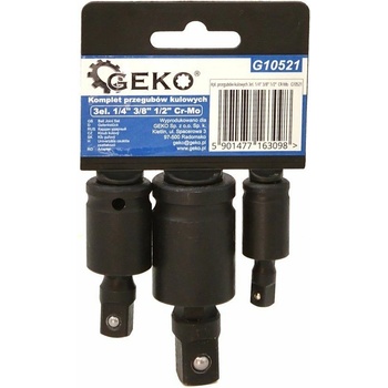 GEKO G10521 Kulové klouby 1/4", 3/8" a 1/2", úderové pro rázové utahováky, sada 3 ks