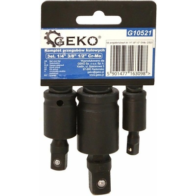 GEKO G10521 Kulové klouby 1/4", 3/8" a 1/2", úderové pro rázové utahováky, sada 3 ks