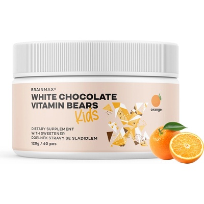 BrainMax KIDS White Chocolate Vitamin Bears orange 60 ks