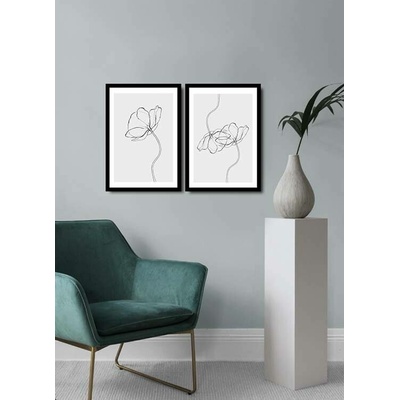 ASIR Obraz na MDF s rámem 2ks KRESBA KVĚTIN 36 x 51 cm