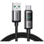 ACEFAST Здрав кабел с въжена оплетка с бързо зареждане за устройства с USB-C порт - Joyroom S-A16 Pro Prism Series Digital Display USB-A to USB-C Cable (черен) (120 см) (S-A16 PRO_AC)