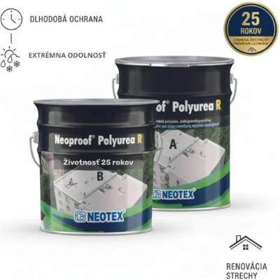 NEOTEX Neoproof Polyurea R – hydroizolácia na 25 rokov bez zatekania Balenie: 4,75 kg, Farba: Biela