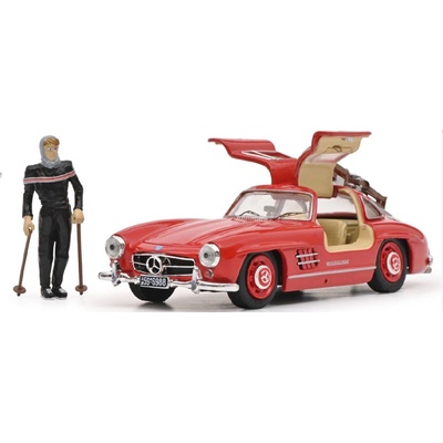 Schuco MB 300 SL červený s lyžemi 450376600 1:43