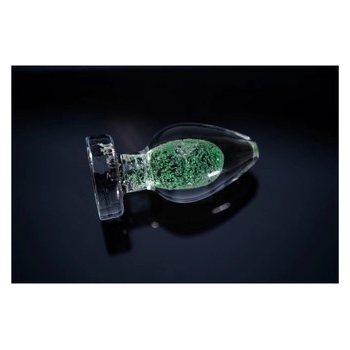 Chakra Original Anální kolík svítící vzrušení barva bílo zelené pevné sklo 4 x 8 cm