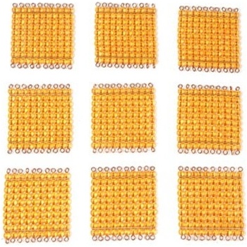 Montessori C155 9 zlatých perlových stovkových čtverců
