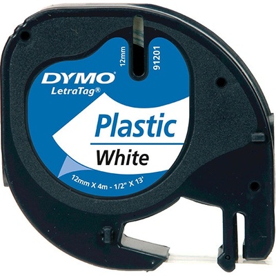 Páska Dymo LetraTag 12mm x 4m, černý tisk/bílý podklad, 91221, S0721660, originál