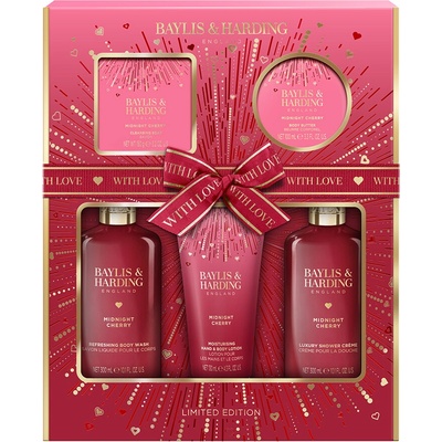 Baylis & Harding Midnight Cherry sprchový gel 300 ml + sprchový krém 300 ml + tělové mléko 130 ml + tuhé mýdlo 150 g + tělové máslo 100 ml