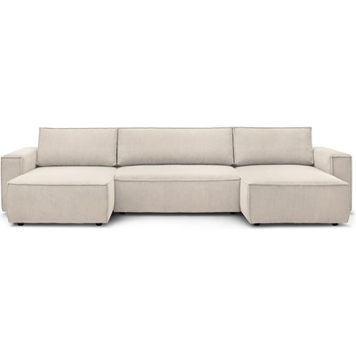 Bobochic Бежов велурен U-образен разтегателен диван Nihad - Bobochic Paris (102676)