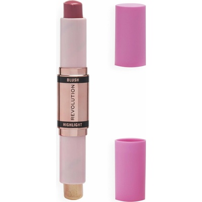 Makeup Revolution Blush & Highlight krémová lícenka a rozjasňovač v tyčinke Mauve Glow 2 x 4,3 g