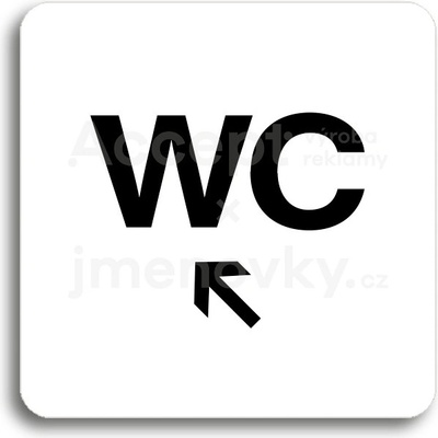 ACCEPT Piktogram WC vlevo nahoru - bílá tabulka - černý tisk bez rámečku