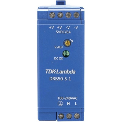 TDK-Lambda DRB50-5-1 síťový zdroj na DIN lištu 5 V/DC 2.5 A 30 W Počet výstupů:1 x Obsah 1 ks