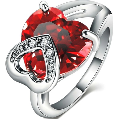 Harahu Prsteň Red Heart Strieborná KP1425