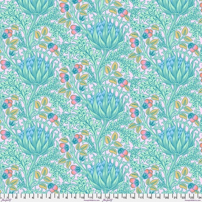 Široká bavlněná látka na zadní stranu quiltu modrá | Kaffe Fassett x Morris & Co – Artichoke Lavender