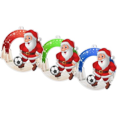 Bauer Decor Akrylátová vánoční ozdoba kulatá Santa Claus fotbal Modrá