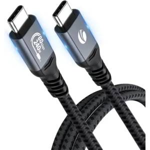 VCOM кабел Cable Thunderbolt 5 / USB4 - USB-C 80Gbps PD240W 0.3m Black - CU584M-0.3m (CU584M-0.3m) - xtreme