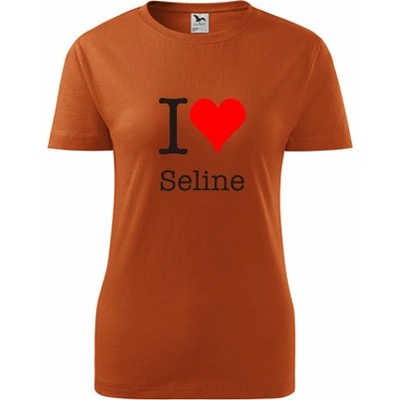 Oranžové dámské tričko I love Seline trička potisk srdce – Zboží Mobilmania