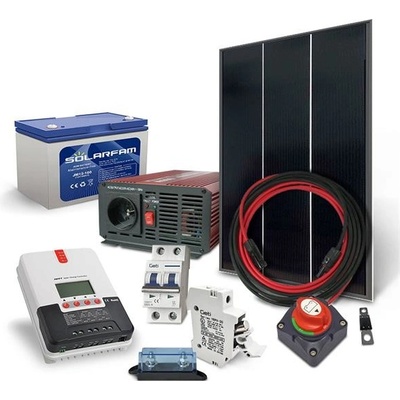Solarfam solárna zostava 180 Wp 12 V, batéria 100 Ah menič 230 VAC 600 W