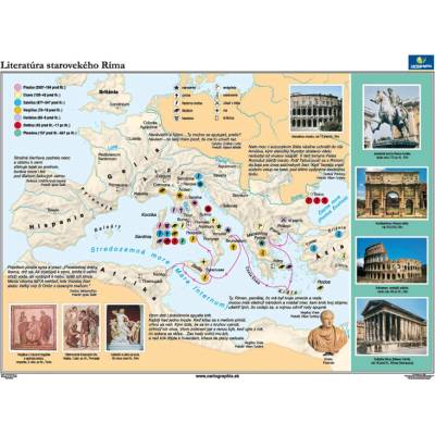 Cartographia Literatúra starovekého Ríma Mapa (160x120 cm), nástenná, fóliovaná, lištovaná