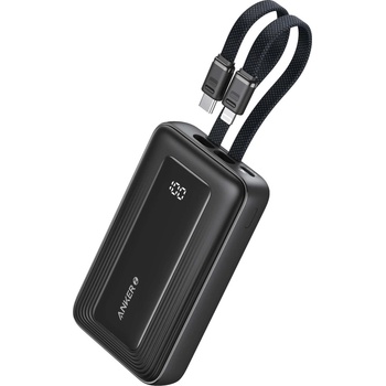 Anker Външна батерия с вградени USB-C и Lightning кабели и USB-C, USB-A портове и технология за бързо зареждане - Anker Zolo Power Bank 30W 10000 mAh (черен) (A1680G11)