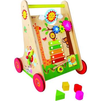 GUGA Детски дървен Уокър - проходилка с игри за бебета (6927049007088)