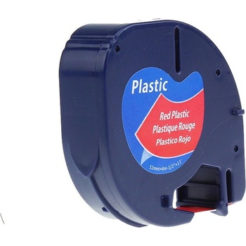 Pro Dymo Съвместима лента с Dymo 59424, S0721580 / 91203, S0721630 LetraTag 12mm x 4m, черен печат/червен фон (59424)