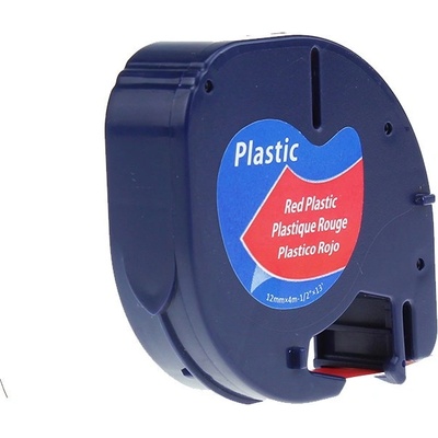 Compatible Съвместима лента с Dymo 59424, S0721580 / 91203, S0721630 LetraTag 12mm x 4m, черен печат/червен фон (59424)