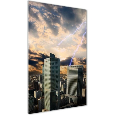 Vertikálny fotoobraz na skle Búrka nad Varšavou 50x100 cm
