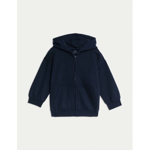 Marks & Spencer Суитшърт с качулка, цип и висок дял памук (2-8 години) Marks & Spencer тъмносиня Marks & Spencer | Sin | Момчешки | 2-3 години