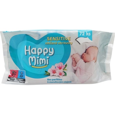 Happy Mimi Dětské vlhčené ubrousky Sensitive 72 ks