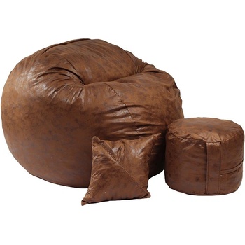 Image 1 of PUFRELAX Комплект, Барбарон, с табуретка за крака и декоративна възглавница, 700л. King Size, Iced Coffee, Перящ се калъф, Трансформира се в легло, Пълнеж с микс от мемори пяна и дунапрен, Гама Premium, 8456 (PUF-M-KOP-PT-CAF)