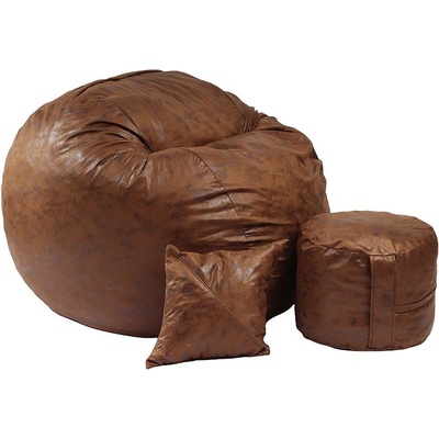 PUFRELAX Комплект, Барбарон, с табуретка за крака и декоративна възглавница, 700л. King Size, Iced Coffee, Перящ се калъф, Трансформира се в легло, Пълнеж с микс от мемори пяна и дунапрен, Гама Premium, 8456 (PUF-M-KOP-PT-CAF)