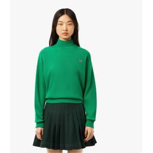 Lacoste Блуза Lacoste Relaxed Fit Carded Wool High Neck Sweater - Green