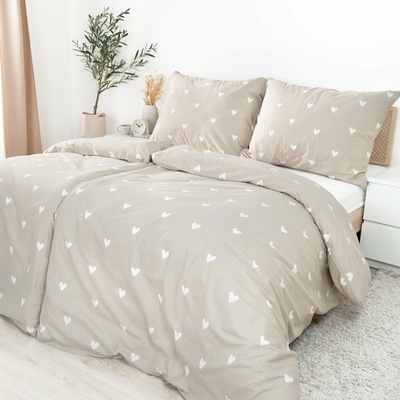 Goldea flanel obliečky srdiečka na latte 220x200 2x70x90