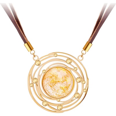 Preciosa Oceľový náhrdelník mays s ručne mačkaným kameňom s zlatom 7357Y50