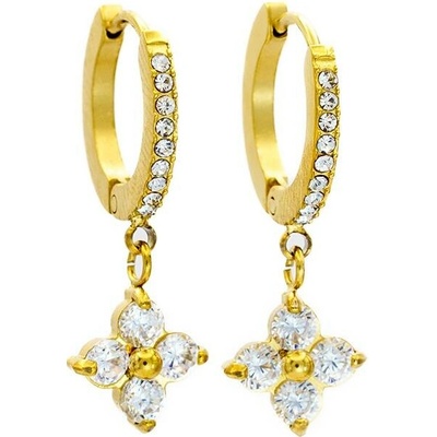 BRUNOshop.cz Visací náušnice HVĚZDIČKA s kamínky gold S4538