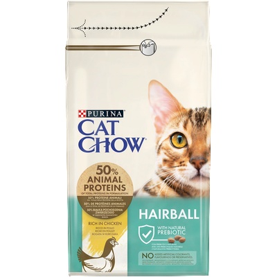 Cat Chow Hairball Chicken-rich храна 1, 5 кг + 2 БЕЗПЛАТНИ пакета