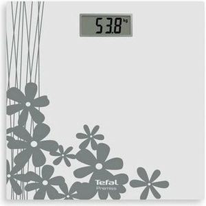 Tefal Premiss Flower PP1430V0 - дигитална везна за баня, 150 кг, стъкло - бяла с цветя