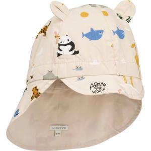 LIEWOOD Детска шапка с козирка LIEWOOD Kid's Gorm Reversible Sun Hat with Ears Cap - Around the World / Sandy - размер 49-51 cm (904-5590-0113)