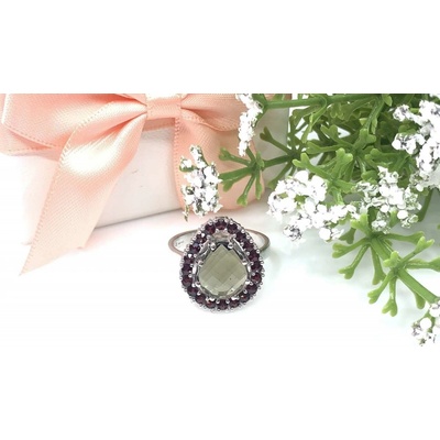 Český Granát Jan Kos jewellery Stříbrný prsten s vlatvínem 12104845012.59