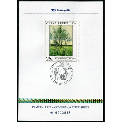 Česká pošta (2011) PLZ 10 - Pamětní list - Jilemnice: Grafická tvorba Miloše Ondráčka